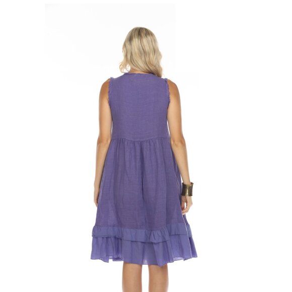 Purple Frayed Style Ruffle Hem Dress - Picture 9 of 13